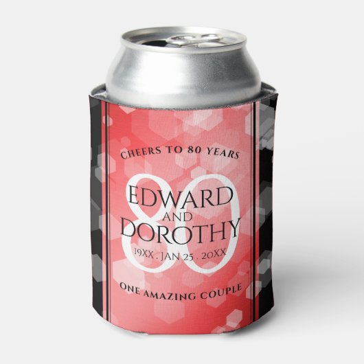 Elegant 80th Ruby Wedding Jubileum Celebration Blikjeskoeler (Blikje Voorkant)
