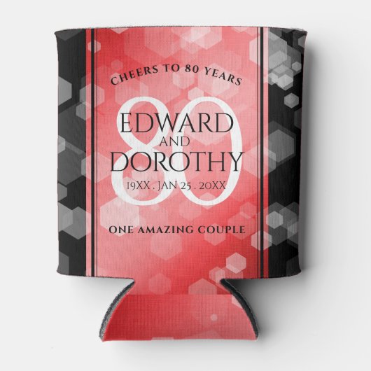 Elegant 80th Ruby Wedding Jubileum Celebration Blikjeskoeler (Voorkant)