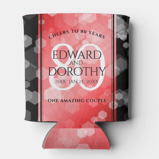 Elegant 80th Ruby Wedding Jubileum Celebration Blikjeskoeler (Achterkant)