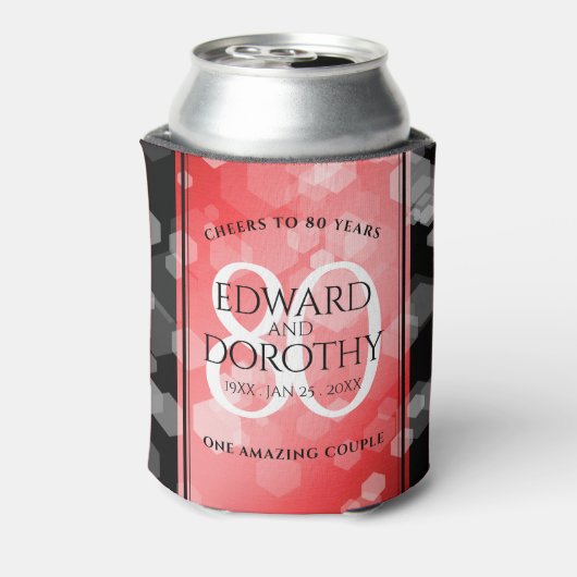 Elegant 80th Ruby Wedding Jubileum Celebration Blikjeskoeler (Blikje Achterkant)