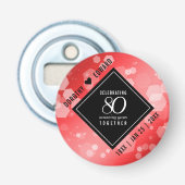 Elegant 80th Ruby Wedding Jubileum Celebration Button Flesopener (Voorkant)