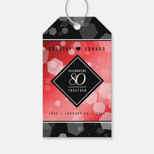 Elegant 80th Ruby Wedding Jubileum Celebration Cadeaulabel (Voorkant)