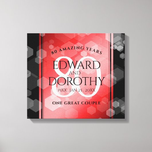 Elegant 80th Ruby Wedding Jubileum Celebration Canvas Afdruk (Voorkant)