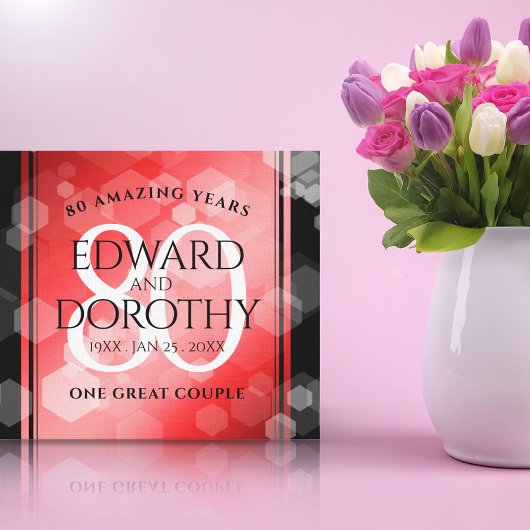 Elegant 80th Ruby Wedding Jubileum Celebration Canvas Afdruk