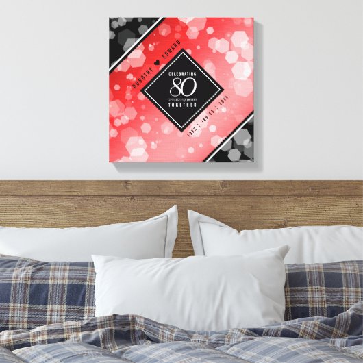 Elegant 80th Ruby Wedding Jubileum Celebration Canvas Afdruk (Insitu (Slaapkamer))