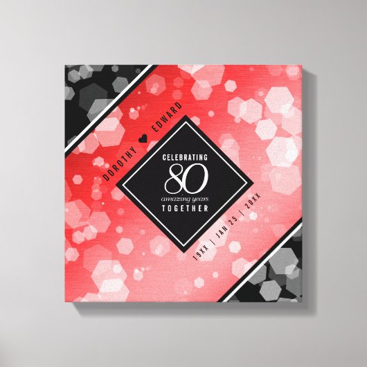 Elegant 80th Ruby Wedding Jubileum Celebration Canvas Afdruk (Voorkant)