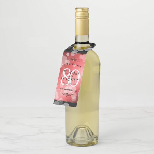 Elegant 80th Ruby Wedding Jubileum Celebration Flessenhanger (Schuin)