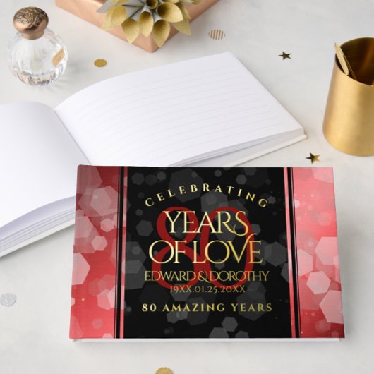 Elegant 80th Ruby Wedding Jubileum Celebration Gastenboek