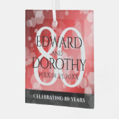 Elegant 80th Ruby Wedding Jubileum Celebration Glas Ornament (Voorkant links)