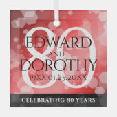 Elegant 80th Ruby Wedding Jubileum Celebration Glas Ornament (Voorkant)