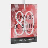 Elegant 80th Ruby Wedding Jubileum Celebration Glas Ornament (Voorkant Rechts)