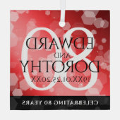 Elegant 80th Ruby Wedding Jubileum Celebration Glas Ornament (Achterkant)