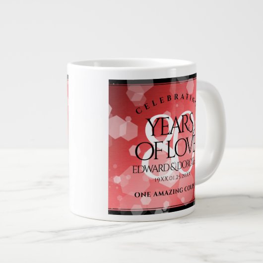 Elegant 80th Ruby Wedding Jubileum Celebration Grote Koffiekop (Voorkant rechts)