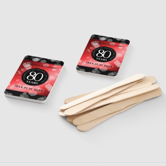 Elegant 80th Ruby Wedding Jubileum Celebration Handwaaier (Niet-gemonteerd)