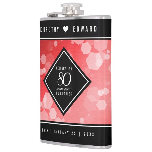 Elegant 80th Ruby Wedding Jubileum Celebration Heupfles (Links)