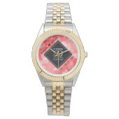 Elegant 80th Ruby Wedding Jubileum Celebration Horloge (Voorkant)