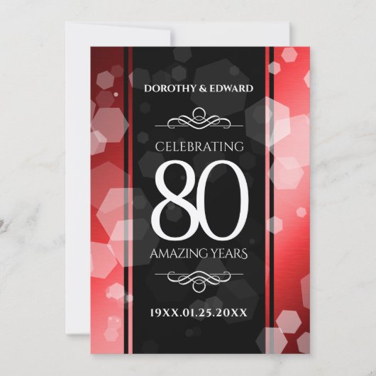 Elegant 80th Ruby Wedding Jubileum Celebration Kaart (Voorkant)