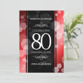 Elegant 80th Ruby Wedding Jubileum Celebration Kaart (Staand voorkant)