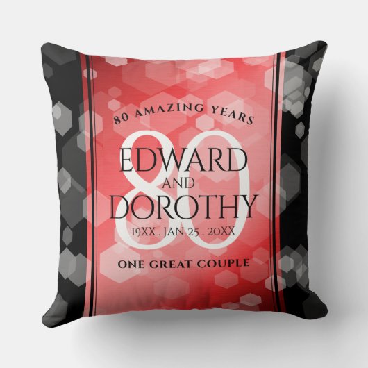 Elegant 80th Ruby Wedding Jubileum Celebration Kussen (Achterkant)