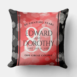 Elegant 80th Ruby Wedding Jubileum Celebration Kussen