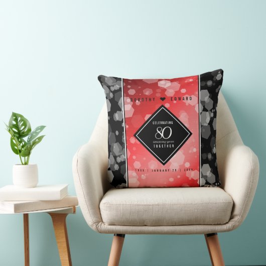 Elegant 80th Ruby Wedding Jubileum Celebration Kussen (Stoel)