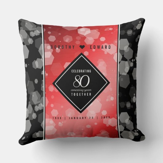 Elegant 80th Ruby Wedding Jubileum Celebration Kussen (Achterkant)