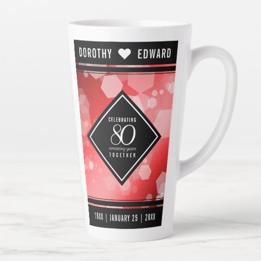 Elegant 80th Ruby Wedding Jubileum Celebration Latte Mok (Rechts)
