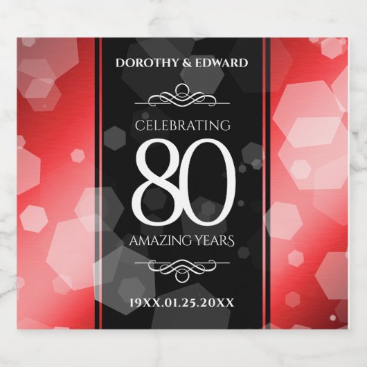 Elegant 80th Ruby Wedding Jubileum Celebration Likeurfles Etiket (Enkel label)