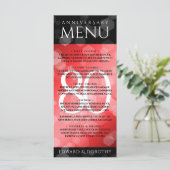 Elegant 80th Ruby Wedding Jubileum Celebration Menu (Staand voorkant)
