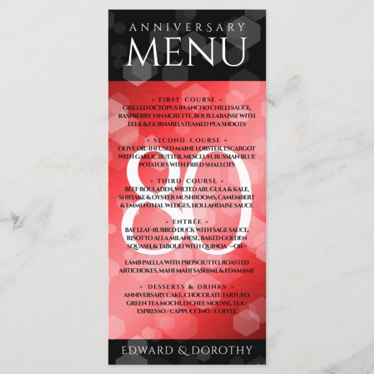 Elegant 80th Ruby Wedding Jubileum Celebration Menu (Voorkant)