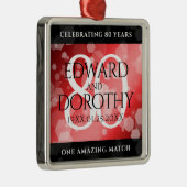 Elegant 80th Ruby Wedding Jubileum Celebration Metalen Ornament (Rechts)