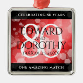 Elegant 80th Ruby Wedding Jubileum Celebration Metalen Ornament (Voorkant)