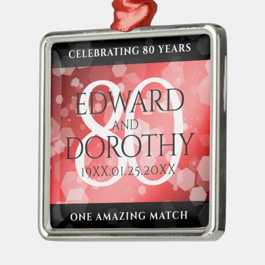 Elegant 80th Ruby Wedding Jubileum Celebration Metalen Ornament (Links)