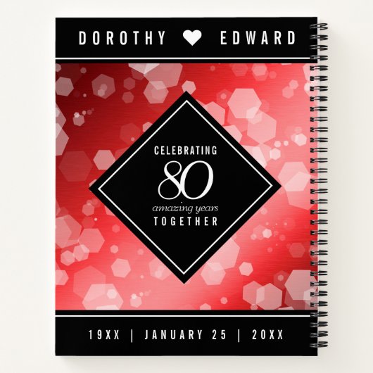 Elegant 80th Ruby Wedding Jubileum Celebration Notitieboek (Achterkant)