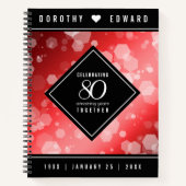 Elegant 80th Ruby Wedding Jubileum Celebration Notitieboek (Voorkant)