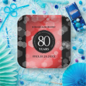 Elegant 80th Ruby Wedding Jubileum Celebration Papieren Bordje (Feest)