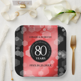 Elegant 80th Ruby Wedding Jubileum Celebration Papieren Bordje