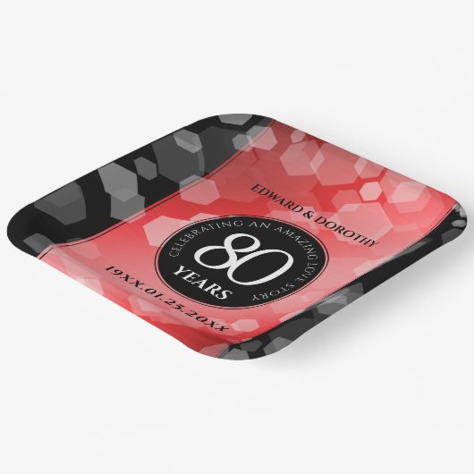 Elegant 80th Ruby Wedding Jubileum Celebration Papieren Bordje (Gebogen)