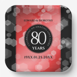 Elegant 80th Ruby Wedding Jubileum Celebration Papieren Bordje