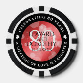 Elegant 80th Ruby Wedding Jubileum Celebration Poker Chips (Voorkant)