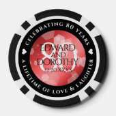 Elegant 80th Ruby Wedding Jubileum Celebration Poker Chips (Achterkant)