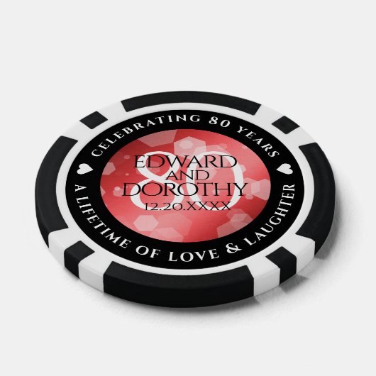 Elegant 80th Ruby Wedding Jubileum Celebration Poker Chips (Enkel)