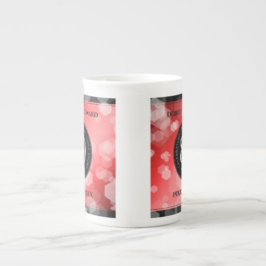 Elegant 80th Ruby Wedding Jubileum Celebration Porselein Kop (Voorkant)