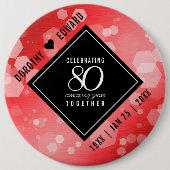 Elegant 80th Ruby Wedding Jubileum Celebration Ronde Button 6,0 Cm (Voorkant)