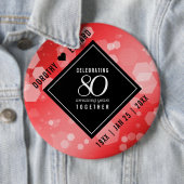 Elegant 80th Ruby Wedding Jubileum Celebration Ronde Button 6,0 Cm (In situ)