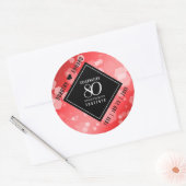 Elegant 80th Ruby Wedding Jubileum Celebration Ronde Sticker (Envelop)