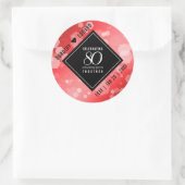 Elegant 80th Ruby Wedding Jubileum Celebration Ronde Sticker (Tas)