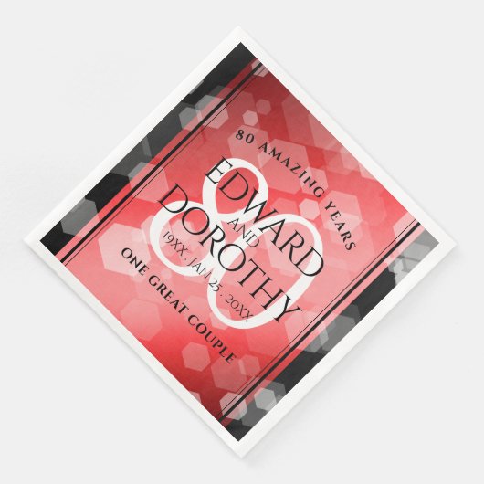 Elegant 80th Ruby Wedding Jubileum Celebration Servet (Hoek)