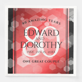 Elegant 80th Ruby Wedding Jubileum Celebration Servet