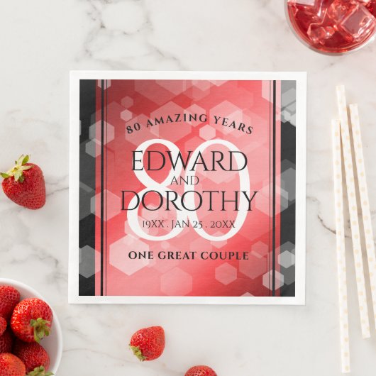 Elegant 80th Ruby Wedding Jubileum Celebration Servet (Insitu)